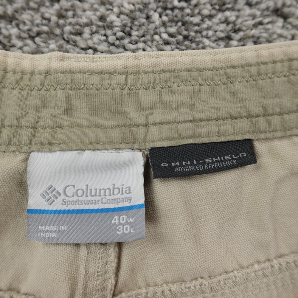 Columbia Pants Mens 40X30 Beige Tan Cargo Chino Omnishield Outdoor Hiking Trail - Picture 8 of 14